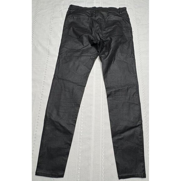 Stradivarius Women's Size 10  Black Coated Denim Jeans Pants Viscose - Picture 6 of 10